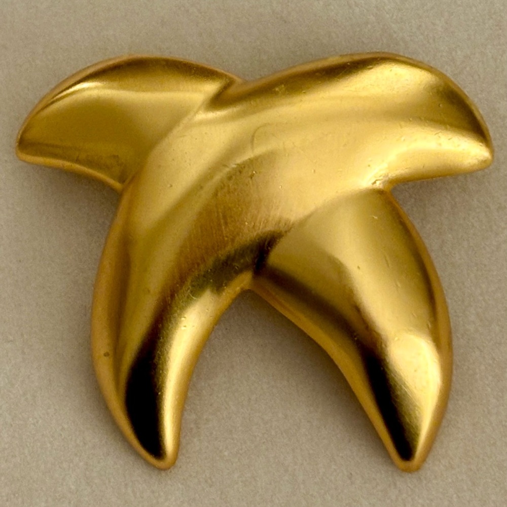 Anne Klein Vintage Brooch Gold-Tone abstract Matte Pin designer office formal - Picture 2 of 9